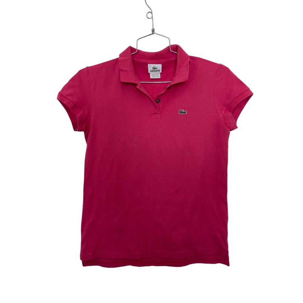 LACOSTE Slim-Fit Pink Ribbed Cotton Polo Shirt Top